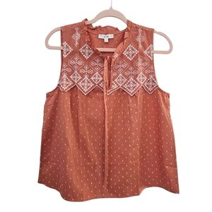 mine Rust Embroidered Sleeveless Tank Top